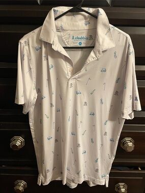 chubbies White Short-Sleeve Polo with Mini Golf Icons